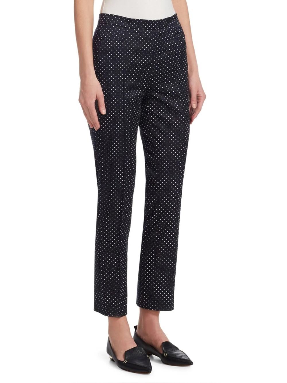 AKRIS PUNTO Franca Mini Dot Stretch Cotton Pants Trouser Black & White Size 10